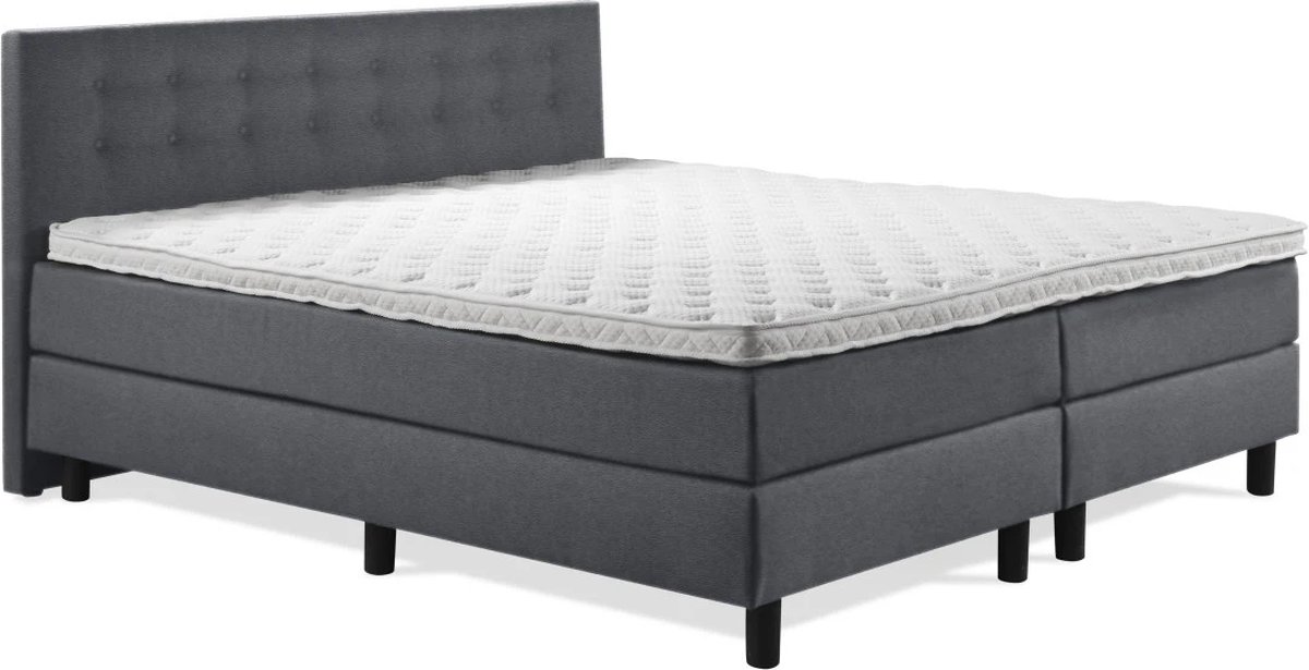 Boxspring Luxe 200x210 Knopen Antraciet Lederlook