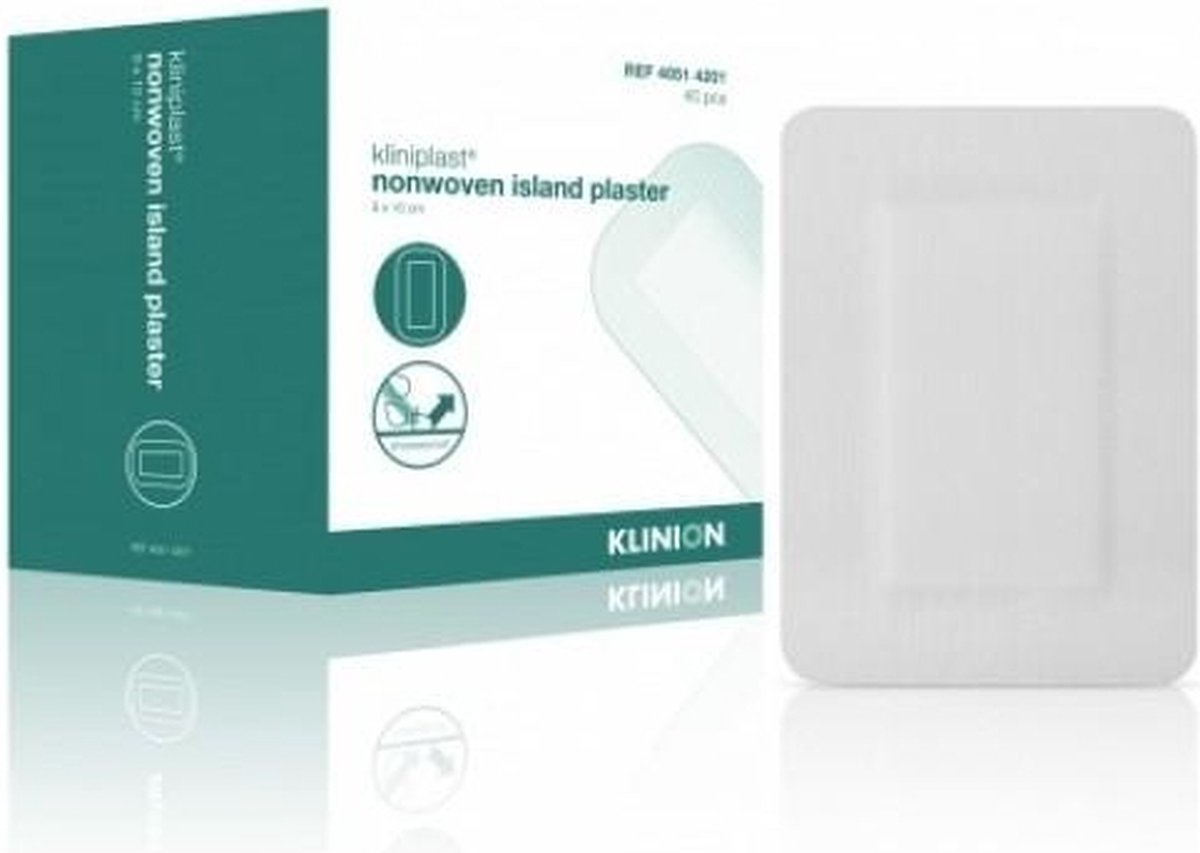 Goedkoopste Kliniplast Island waterdichte eilandpleister 6x7cm Klinion - Wit - Non woven - XL pleister - Waterdicht