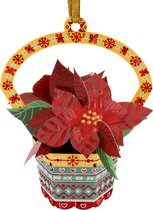 3D Baubles (Kerstbal Wenskaart met envelop) - Poinsettia
