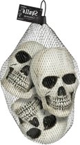 Horror/Halloween doodskoppen/schedels - 3x - wit/zwart - 10 cm - kunststof