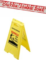 Halloween/Horror waarschuwingsbord - danger zone - H53 cm - incl. afzetlint