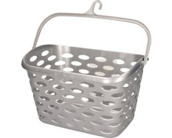 Plasticforte Wasknijpers ophang mandje aan haak - 26 x 15 x 21 cm - zilver - kunststof