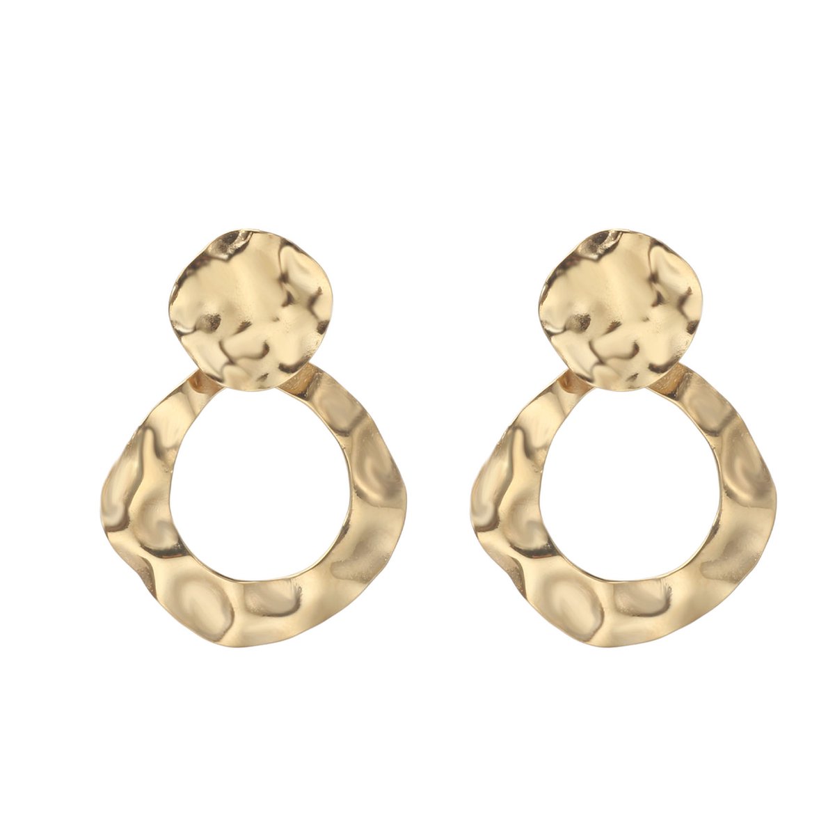 The Jewellery Club - Double heart earrings gold - Oorbellen - Dames oorbellen - Statement oorbellen - Stainless steel - Goud - 3,2 cm