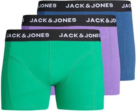 JACK & JONES Jacsolid Trunks Uomo: Confezione Da 3 Boxer In Misto Cotone, Elastico In Vita Con Scritta