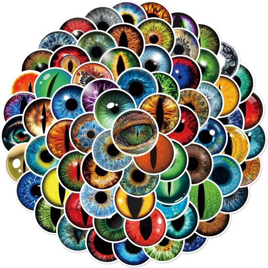 Foto: Ogen stickers 50 stuks 4cm o a dierenogen kattenogen fantasy pupillen iris voor laptop muur journal etc 