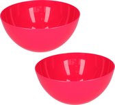 Plasticforte Serveerschaal/saladeschaal - 2x stuk- D28 x H14 cm - kunststof - fuchsia roze