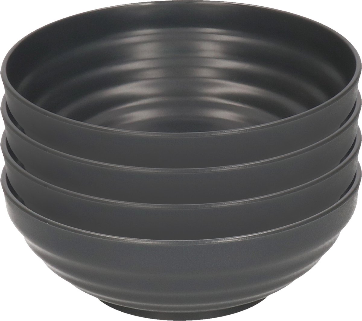 Plasticforte Kommetjes/schaaltjes - 4x - Dessert/ontbijt - Kunststof - D13 cm - antraciet