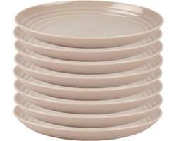 PlasticForte Rond diner bord/camping bord - 8x - D25 cm - beige - kunststof - onbreekbaar