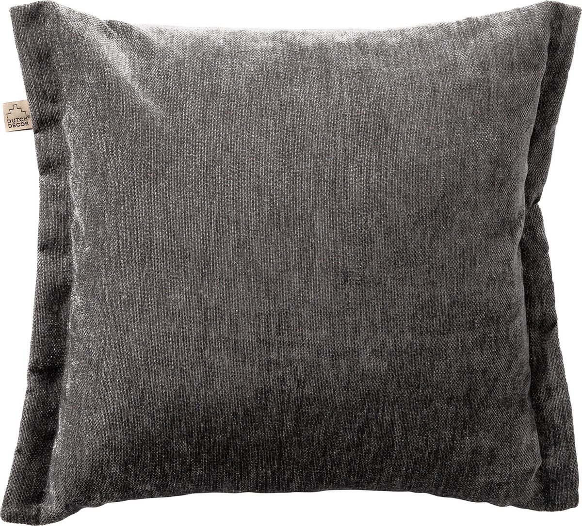 Dutch Decor LEWIS - Sierkussen 45x45 cm - fluweel - met sierrand - Charcoal Gray - antraciet - Inclusief binnenkussen - Luxe kussens voor woonkamer & bank
