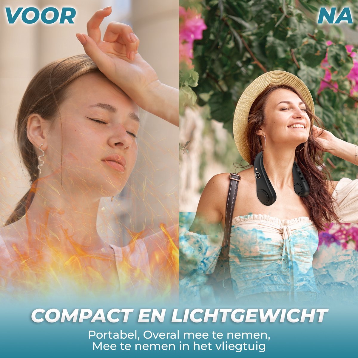 Nekventilator met Display - Nek Ventilator - Nekventilator met Koeling - Neck Fan - Draagbare Nek Ventilator - Gezichtsventilator - Hals Ventilator - Nek Fan - Hoofd Ventilator - Nek Airco - Nek Ventilator Oplaadbaar USB — afbeelding 6