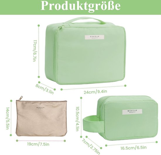 2 x canvas make-uptassen, multifunctionele reistas, bedrukte make