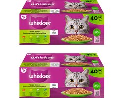 Whiskas Mixed Menu VALUE PACK nat kattenvoer in gelei - rund, kip, zalm & tonijn - (40 x 85g) x 2