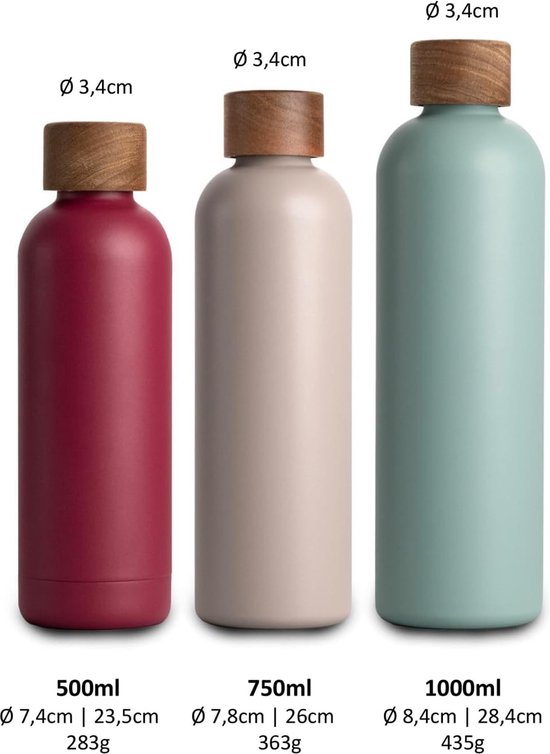 Esbit Roestvrijstalen thermosfles Classic 1000 ml in blauw - voor warme en koude dranken - roestvrijstalen thermosfles met 2 bekers