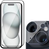 Screenprotector geschikt voor iPhone 15 Plus & Camera Lens Protector - Gehard Glas Screen Protector FullGuard