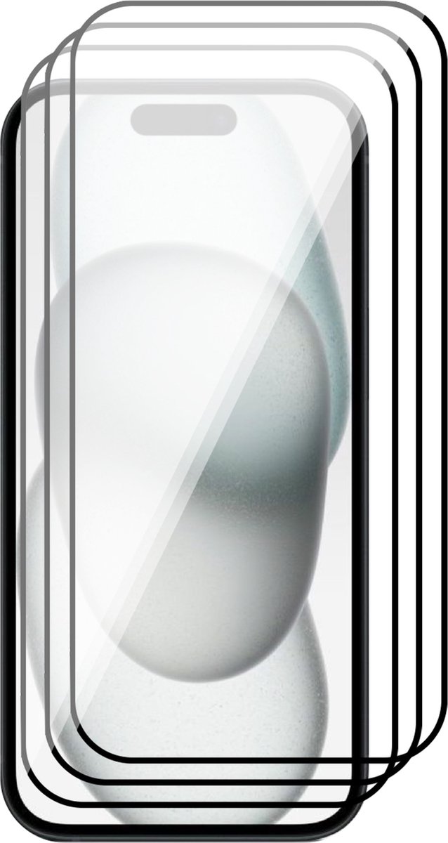 Screenprotector geschikt voor iPhone 15 - 3x Gehard Glas Screen Protector FullGuard