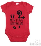 100% katoenen Romper "Mijn eerste Sinterklaas" Unisex Katoen Rood/zwart Maat 56/62