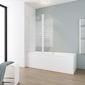 Paroi de bain Schulte - 2 parties - 114x140cm - profilé blanc - verre de sécurité transparent à rayures horizontales - art. EP1653- F 04 72