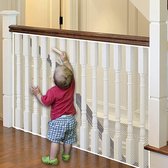 Veiligheidsnet voor balkons en trappen, wit, 300 x 90 cm, veiligheidsnet voor trappen, veiligheidsnet voor kinderen, huisdieren en speelgoed