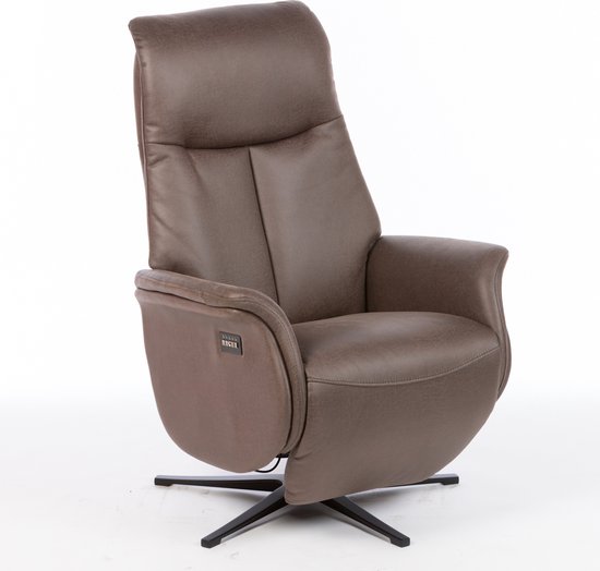 Metha Relaxfauteuil Elektrisch Verstelbaar met Accu - Optimaal Zitcomfort - Nosagvering voor extra Ontspanning - Relax Fauteuil - Relaxstoel met Armleuning - Brown