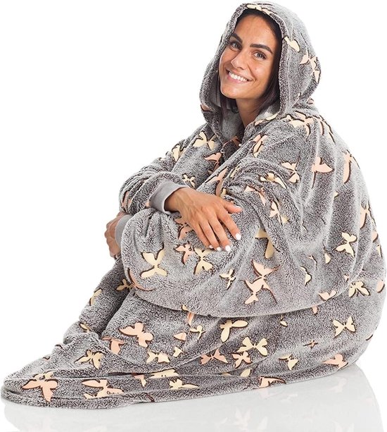 Hoodiedeken, Sherpa Extra Grote Fleecehoodie, / ochtendjas, Comfort Badjas voor dames en heren, wollig, Winter deken - Fleece dekentje - Hoodie Blanket