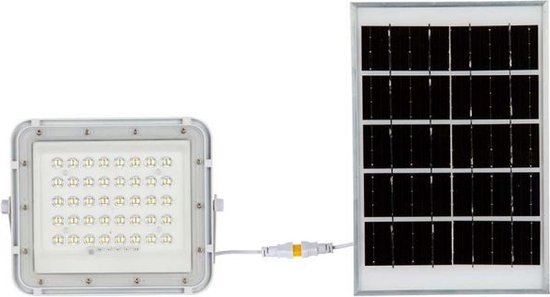 V-TAC VT-40W Solarscheinwerfer 16W – 1050 Lumen, 4000K, Mit 5m Kabel & Fernbedienung, 10000mAh Akku
