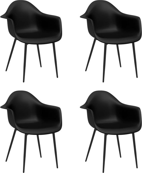 vidaXL Chaises de salle à Chaises de salle à manger 4 pcs PP Noir