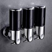 Handmatige drukkopzeepdispenser Wandgemonteerde douchevloeistofshampoo en zeepdispenser met doorschijnende container (zwart, 1500 ml)