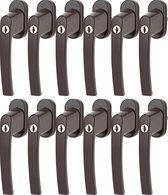 Afsluitbare raamkruk - Inclusief sleutel - Raamsluiting handvat met draai- en kiepfunctie bruin 12X
