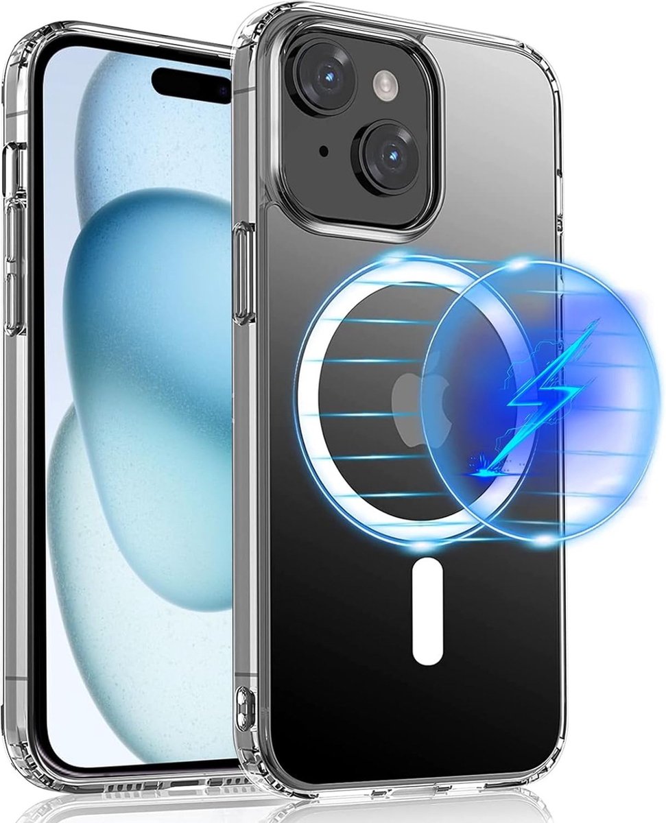 Geschikt voor iPhone 15 Hoesje Transparant Magnetisch backcover / Draadloos Opladen & Magneetfunctie case