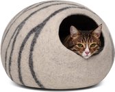 Kattenmand Cave - Milieuvriendelijke bedden van 100% merinowol voor katten en kittens (M, lichtgrijs)