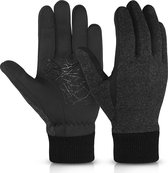 Touchscreen Winterhandschoenen - Warm, Antislip & Stijlvol - Geschikt Voor Touchscreen Apparaten - Fleece Gevoerd voor Optimaal Comfort - Geschikt Voor buitenactiviteiten zoals fietsen, hardlopen, skiën en meer - Winddicht - Gebreid - maat L - Zwart