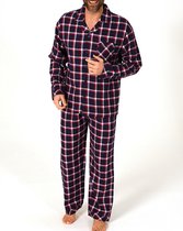 Norman flanellen heren pyjama - Red Square - 52 - Rood.