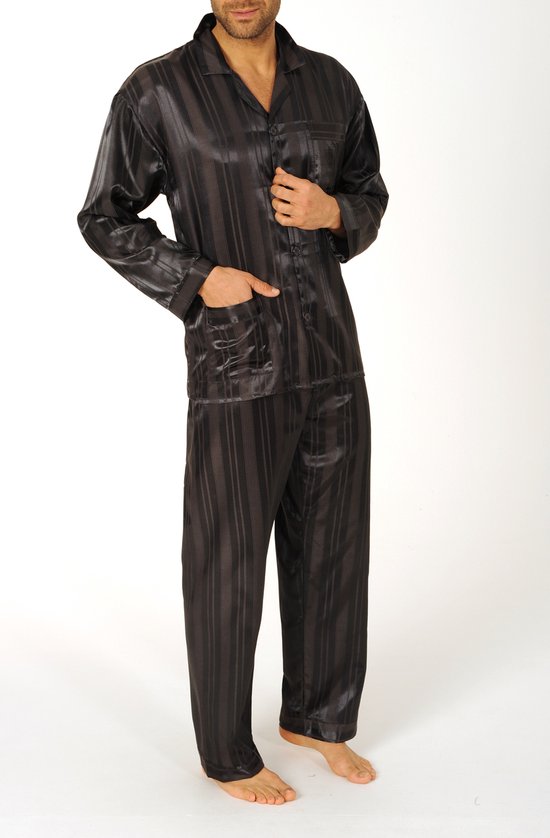 Norman Heren pyjama Satijn - Stripe - 50 - Grijs