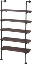 Staande plank MCW-C45, woonkamer plank boekenplank opbergplank, industrieel ontwerp hout metaal, 165x80x28cm ~ bruin