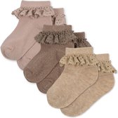 Konges Slojd - Lace Lurex sokjes 3-pack - Rose/Sand/Roebuck Maat 15/16