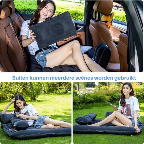 Luchtmatras, opblaasbaar matras met pomp, luchtmatras, camping, autokussen voor op reis, kamperen, tuin, strand (grijs) — afbeelding 5