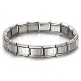 Zilverkleurige metalen heren armband – schakelarmband met vierkante details – unisex – stijlvol polssieraad
