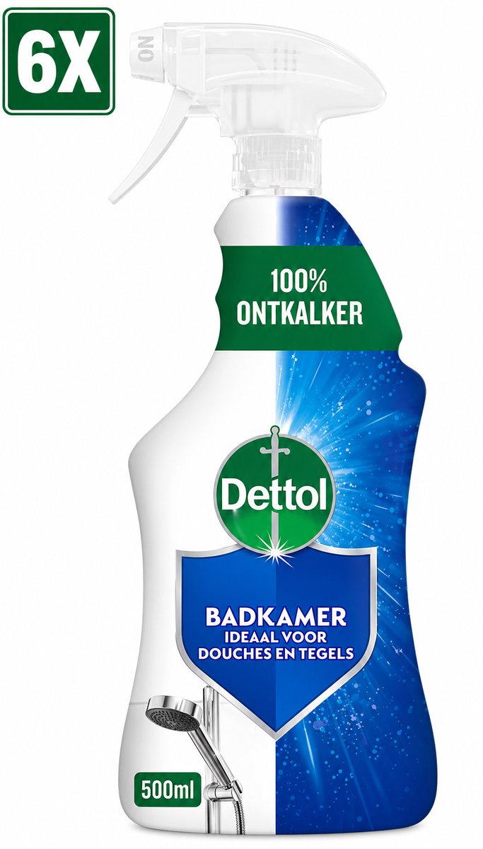 6 x Dettol Allesreiniger Spray Power & Fresh - Badkamer - 500 ml