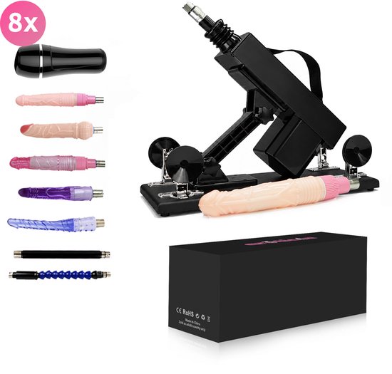 Compleet Khalifa Sex Machine Pakket met 8 Opzetstukken – Inclusief Dildo’s en Pocket Pussy – Seksmachine voor Mannen en Vrouwen – Neukmachine – Fuck machine – Discreet Verzonden