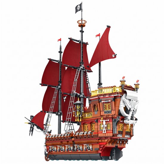 Reobrix 66010 Pirate Revenge Mega XL Ship of the Pirates bouwset | Black Pearl destroyer | Caribbean Adventure Modelbouw | Creator piratenschip speelgoed bouwpakketten voor volwassenen | DIY piraten boot geschikt voor Lego | Bouwdoos 3066 bouwstenen