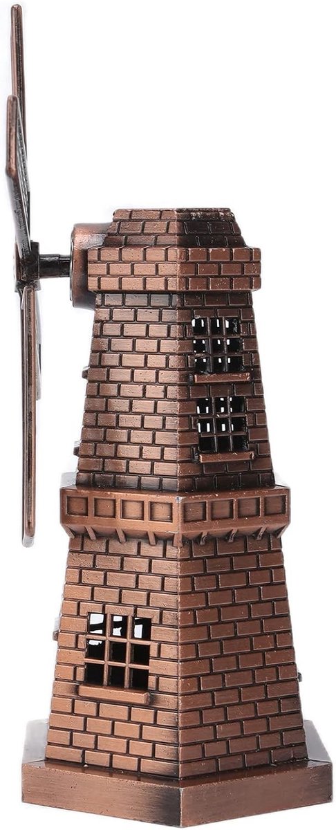 Retro Houten Windmolen Standbeeld, Miniatuur Tuindecoratie, Bronzen Afwerking, Perfect voor Tuin en Binnenhuis, Unieke Ambachtelijke Ornamenten — afbeelding 3
