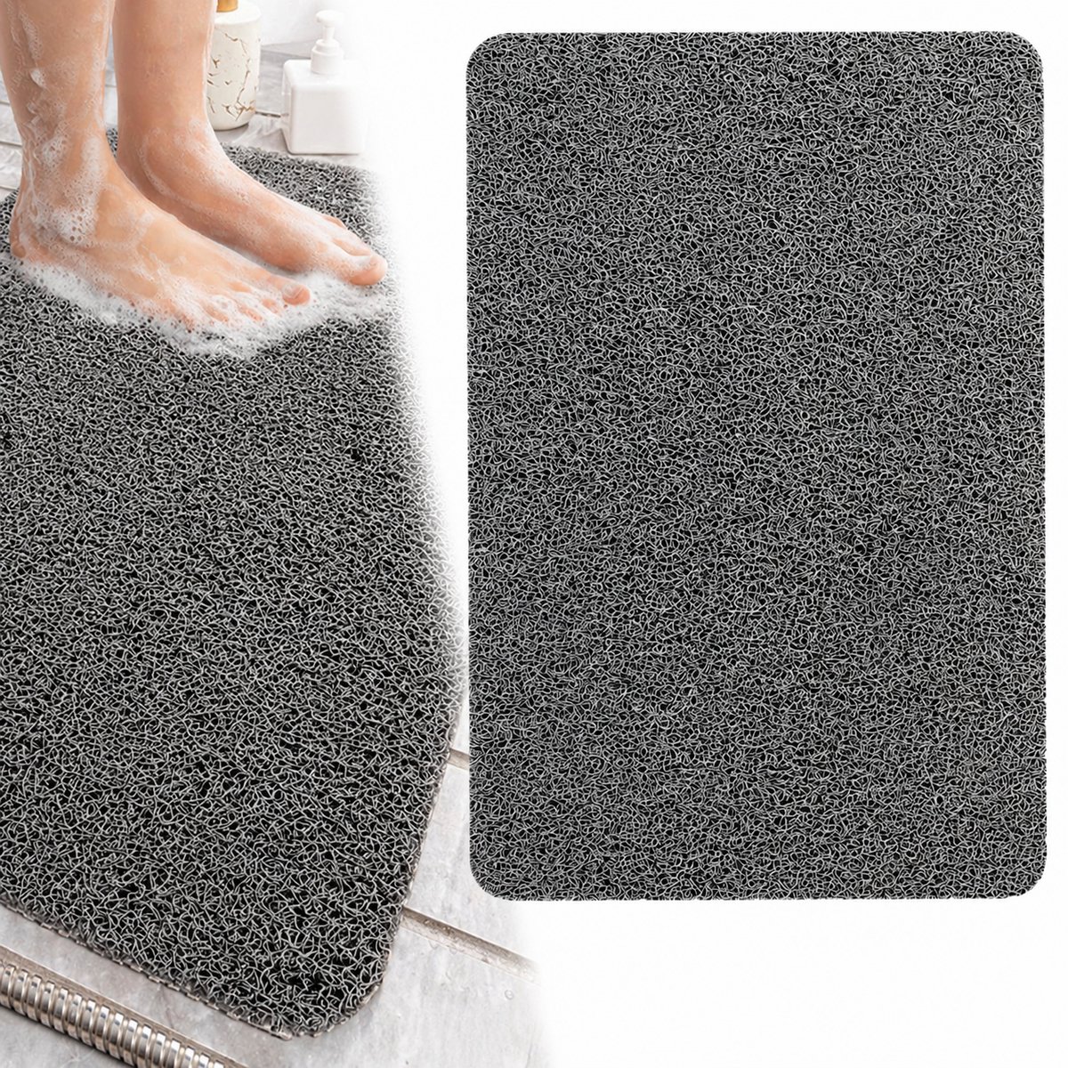 GLODI GOODS® Antislip badmat douchemat 40x60 cm - voor in de douche of bad – antislipmat waterdoorlatend – DONKERGRIJS