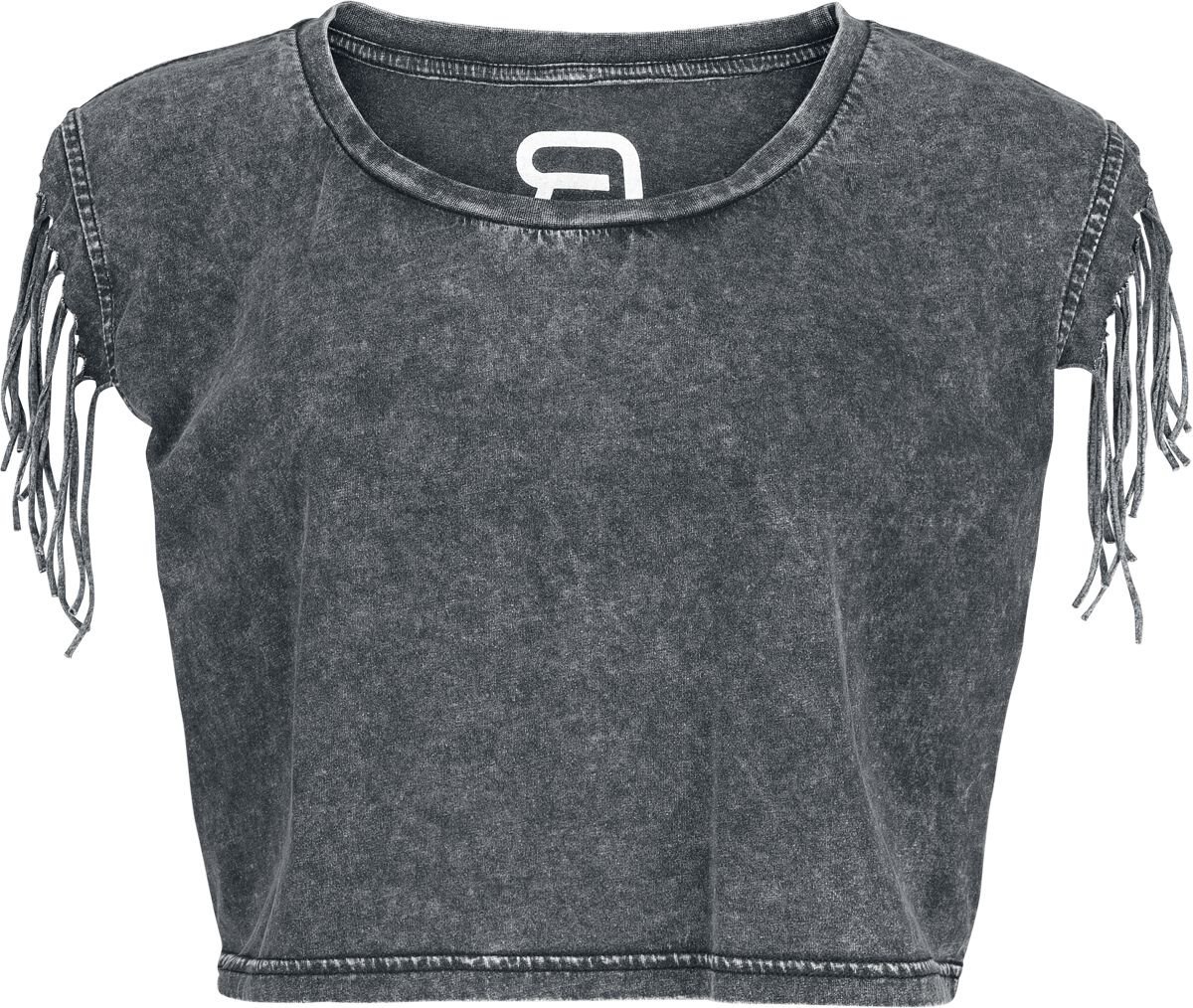 R.E.D. Rock-Engineered Design grijs cropped topje met franjes - Dames - XXL