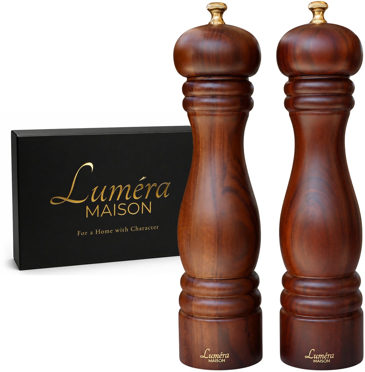 Luméra Maison Peper en zoutmolen set – Acacia – 27 cm – Verstelbaar – Bruin