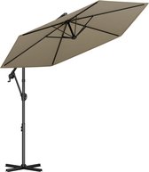 LifeGoods Zweefparasol - Rond Ø300 cm - UPF 50+ en Waterdicht - Eenvoudig verstelbaar - Taupe