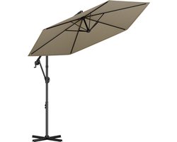 LifeGoods Zweefparasol - Rond Ø300 cm - UPF 50+ en Waterdicht - Tuinparasol - Eenvoudig verstelbaar - Taupe