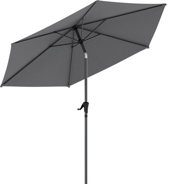 LifeGoods Parasol - Tuin - Ø270 cm - 30° Kantelbaar - Waterdicht - Donkergrijs
