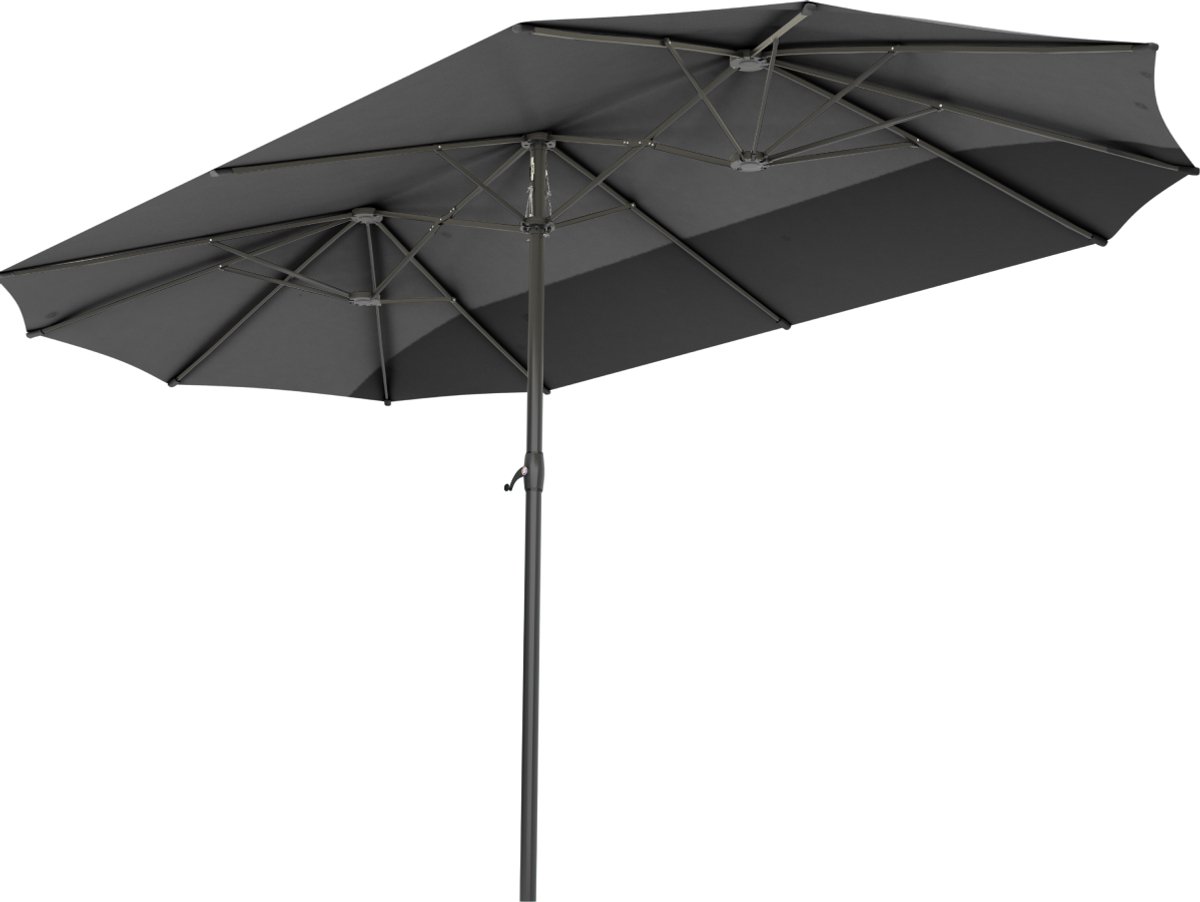 Bol.com LifeGoods Dubbele Parasol - Tuin - 270x460cm - tot 15 Personen - Waterdicht - UPF50+ - Donkergrijs aanbieding