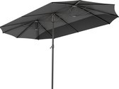 LifeGoods Dubbele Parasol - Tuin - 270x460cm - tot 15 Personen - Waterdicht - UPF50+ - Donkergrijs