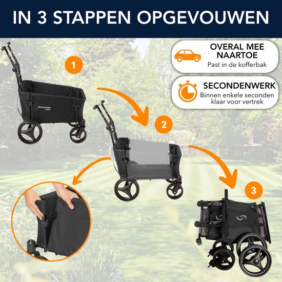 Beachwagon PUSH® Opvouwbare bolderkar - Donkerzwart van Beachwagon — afbeelding 5